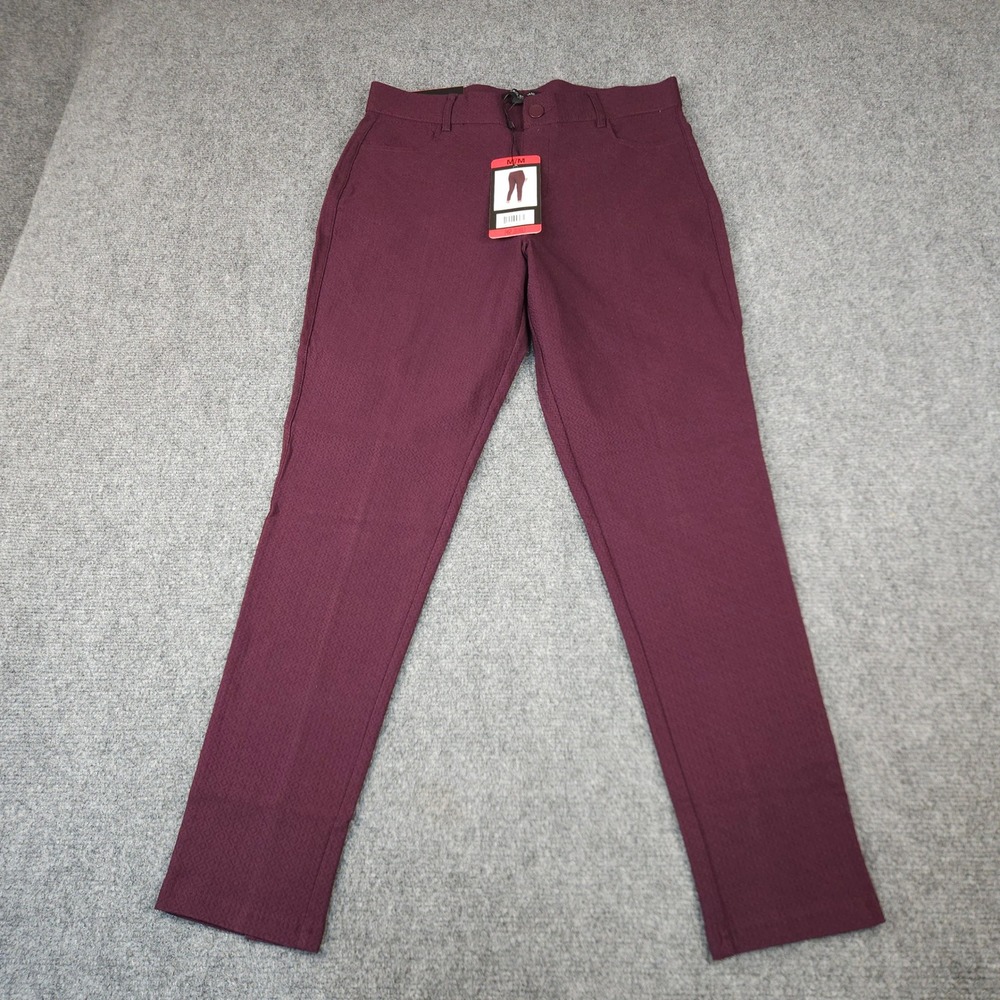 Mario Serrani Italy Textured Pull On Pant Burgundy Medium Diamond Pattern